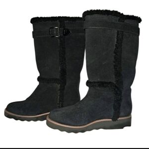 Coach Belmont Suede Womens Boots Black Midcalf Sz 7B EUC